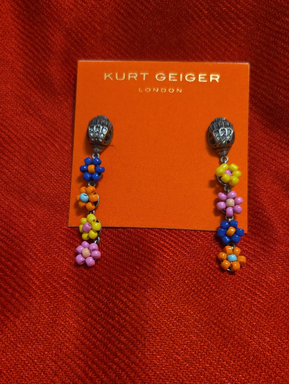 Kurt Geiger Multicolor Flower Bead Drop Earrings
